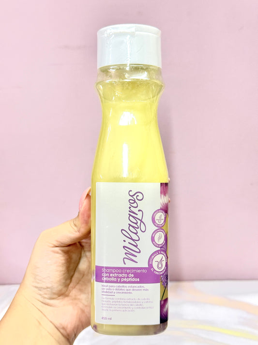 Shampoo crecimiento y antifrizz con cebolla y péptidos milagros